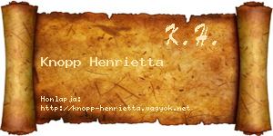 Knopp Henrietta névjegykártya